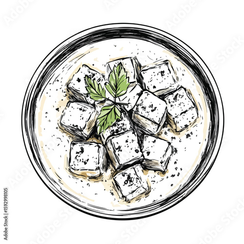 Traditional Indian Paneer Butter Masala Sketch
