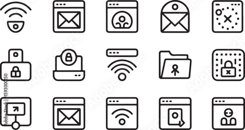 Security and communication icons technology internet