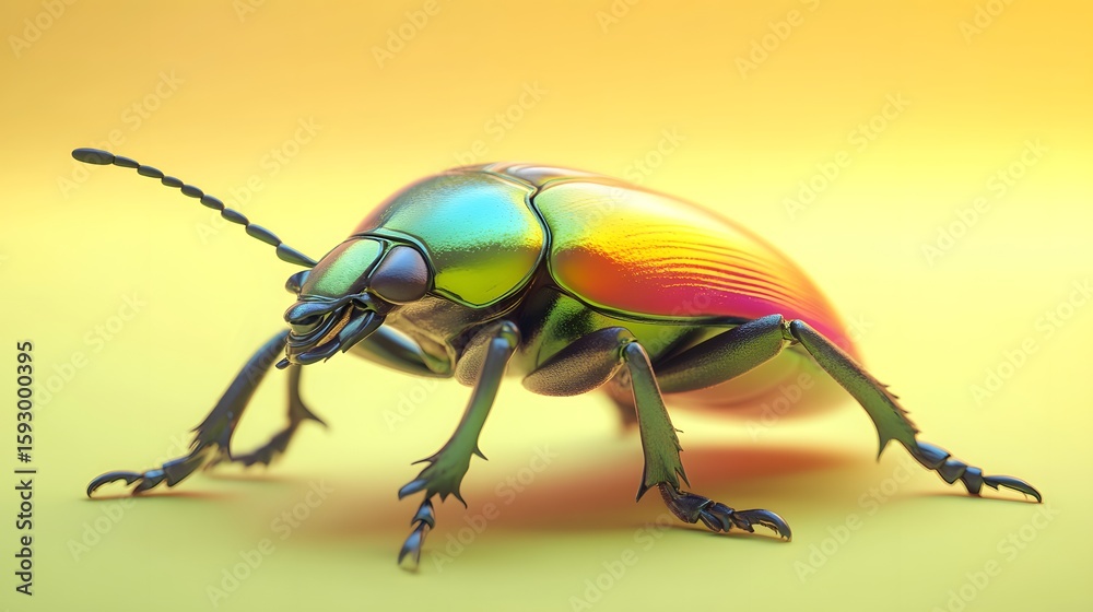 Fototapeta premium Vibrant iridescent beetle macro photography