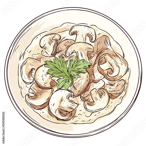 Pork in Creamy Mushroom Sauce Sketch