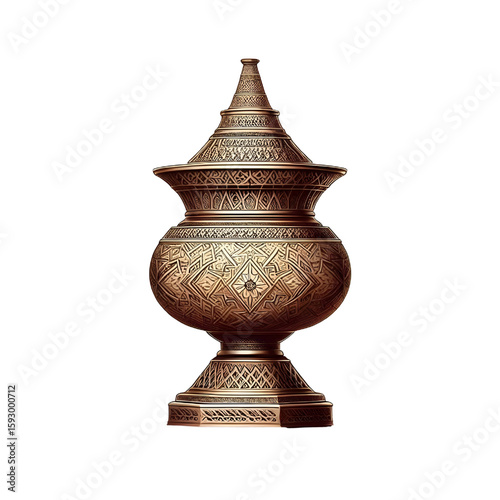 A traditional incense burner (Mabkhara) emitting smoke transparent background