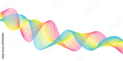 Abstract colorful wave with bright rainbow lines and curved shapes, perfect for modern web design or vibrant art illustration