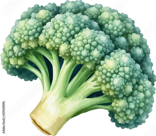Watercolor vector illustration of a broccoli.