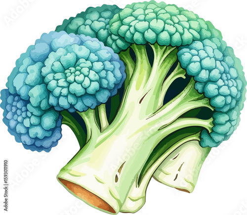 Watercolor vector illustration of a broccoli.