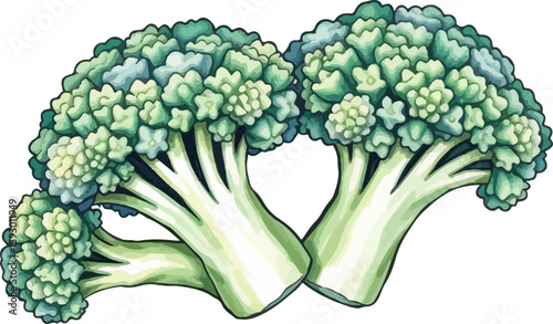 Watercolor vector illustration of a broccoli.