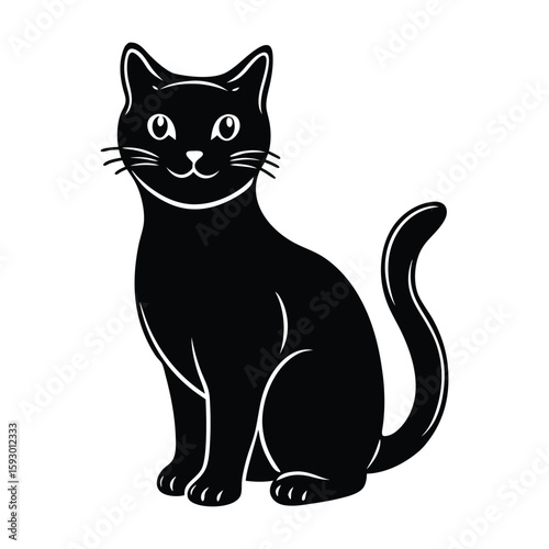 Wallpaper Mural Black cat on white background Torontodigital.ca