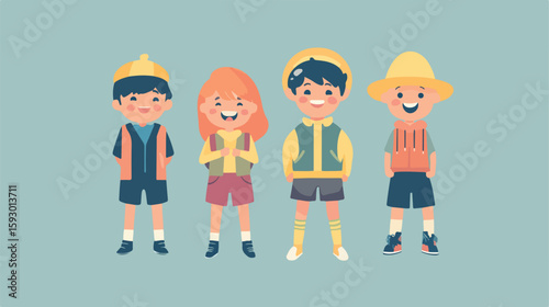 Joyful Children in Costume Vector Illustration