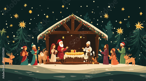 Festive Christmas Nativity Scene Figurines