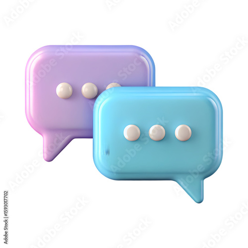 Speech bubble chat front view 3d rendering illustration on transparent background for messaging
