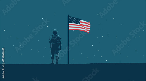 Veterans Day celebration card with soldier
