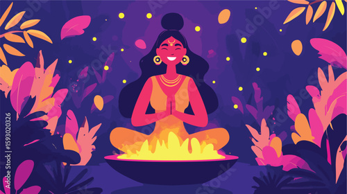 Joyful woman in Havana ceremony illustration