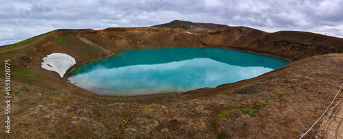 turquoise lake in the highland of Iceland (Viti)