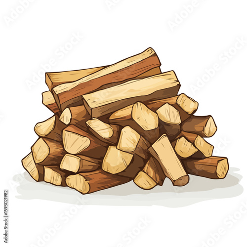 Cartoon Firewood Heap Vector Illustration