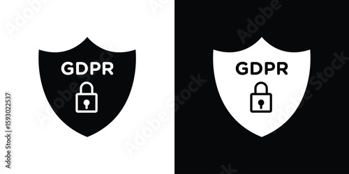 GDPR shield icon collection. Vector icon design template