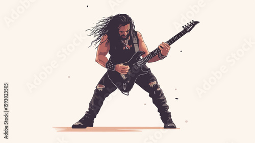 Rock Guitarist Flat Vector Illustration