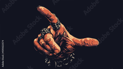 Metal hand flat vector design illustration