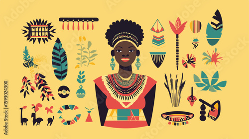 African Woman Heritage Day Vector Illustration