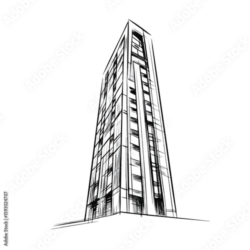 Cartoon High Building Vector Illustration