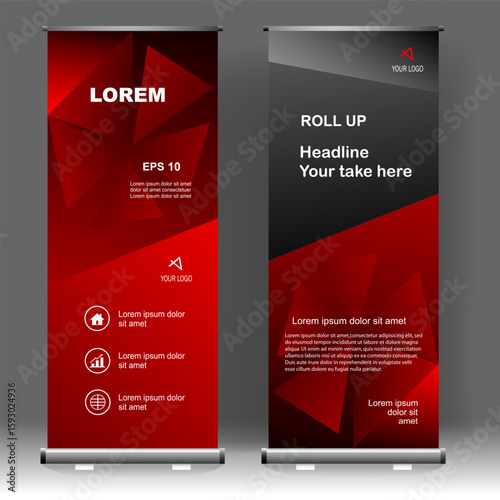 Business Roll up banner minimalist template design, for brochure, business, flyer, infographics. modern x-banner and flag-banner advertising. vector illustration