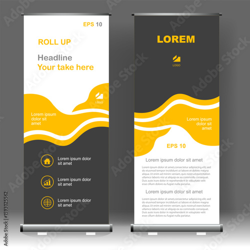 Business Roll up banner abstract vertical template design, for brochure, business, flyer, infographics. modern x-banner and flag-banner advertising. vector illustration