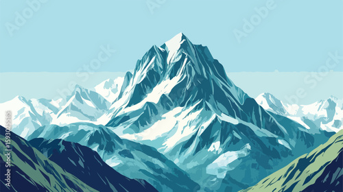 High Rocky Mountain Vector Illustration