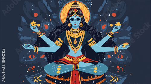 Hindu Goddess Kali Vector Illustration