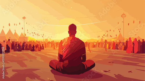 Hindu Man Praying at Kumbh Mela