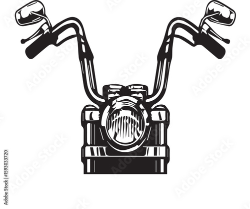 Wide Motorcycle Handlebars and Headlight