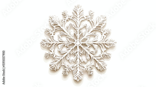 Snowflake on White Background Macro Shot