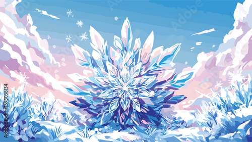 Snowflakes on Contrasting Backgrounds Wide Angle