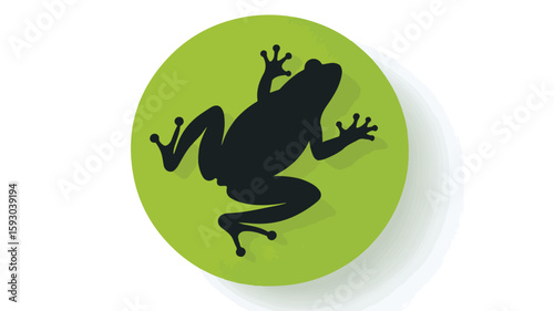 Frog silhouette on green circle