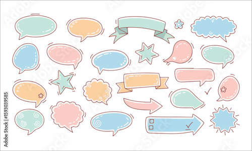 Pastel speech bubbles and banners pastel colors stars
