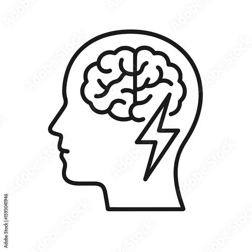 Brain illustration with lightning bolt symbolizing cerebral palsy  