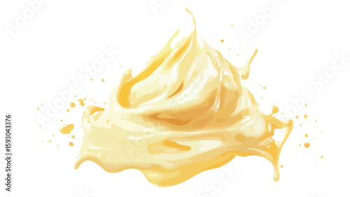 Cream icing on white background in wide angle
