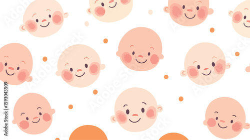 Adorable Baby Faces on White Background