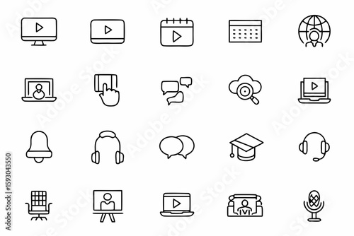 A digital-focused bundle illustrating virtual learning, webinars, and online workshops. Perfect for educators, course creators, and remote teams