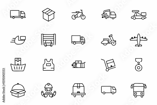 A dynamic bundle featuring different delivery transport methods—perfect for courier services, logistics brands, and shipping companies