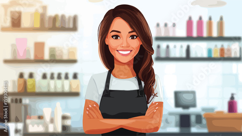 Happy beauty salon owner portrait