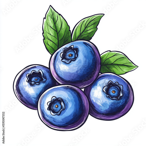 blueberries on a green leaf