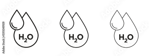 H2o icon in trendy line style. icon illustrations