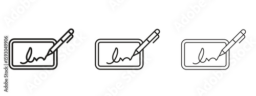 Electronic signature icon in trendy line style. icon illustrations