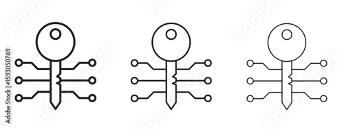 Digital key icon in trendy line style. icon illustrations