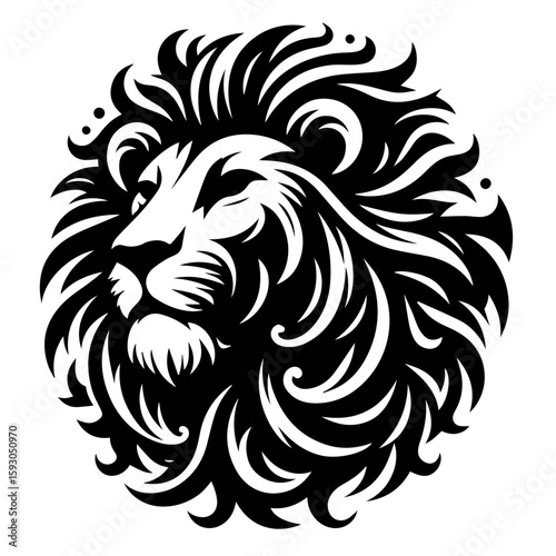 Wallpaper Mural Majestic Lion Head Emblem with Flowing Mane. Torontodigital.ca