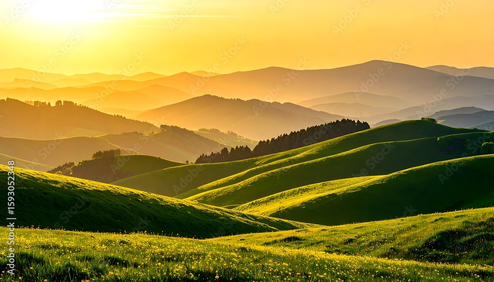 Fototapeta premium Sunrise over rolling hills
