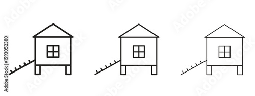 Chicken coop icon in trendy line style. icon illustrations