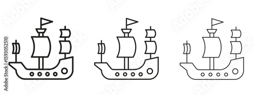 Caravel icon in trendy line style. icon illustrations