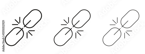 Broken link icon in trendy line style. icon illustrations