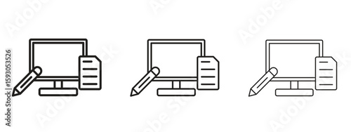 Blended learning icon in trendy line style. icon illustrations
