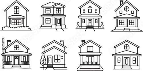 Various house designs with windows doors and roofs home building