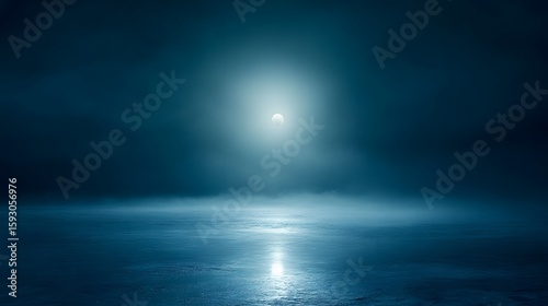 Full Moon Night Mystical Ocean Scene